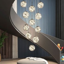 Sky Stars Spiral Staircase Long Chandelier Led Pendant Lamp Light Fixture