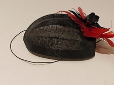 Black Red Fascinator Small Hat for Spring Carnival