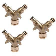 3pcs Double Garden Tap Connector Adaptor Solid Brass