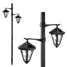 1.4m Traditional Style Twin Solar Lamp Post Light Outdoor Garden Driveway Patio
