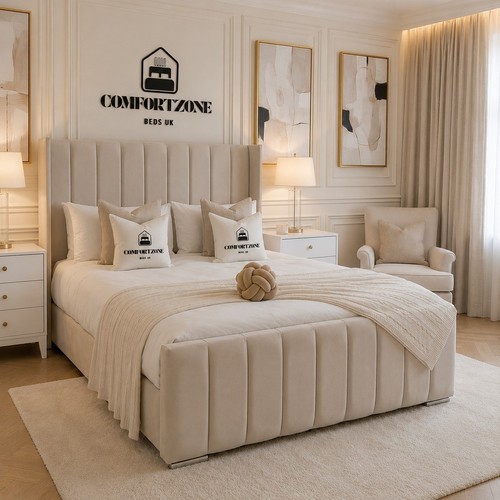 Winged panel bed frame - winged, plush