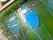 Loetz Moser Glass Vase Damaged. Secessionist Silver Overlay Stripes & Spots