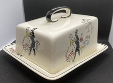 Vtg Royal Winton Cheese Dome Butter Dish Grimwades Ballroom Hand Painted Ceramic