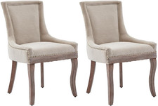 Upholstered Dining Chairs Set of 2, Fabric Dining Room Chair (Beige)