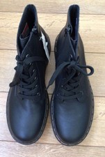 Rieker  Black Lace Up & Side Zip Biker Style Fashion Ankle Boots  UK 8 New