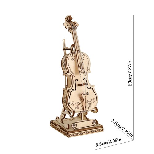 Wooden puzzle violin - 3d,