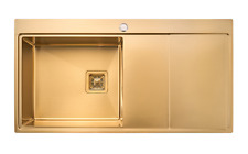 Quality 304 Stainless Steel Handmade Sink 1.0 LARGER Bowl Kitchen Gold Sink