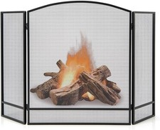 Freestanding Black Fire Guard Panel Fireplace Safety Spark Screen Protector