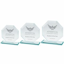 Engraved Glass Award Trophy Jade Oblivion Crystal Trophies - Text or Logo