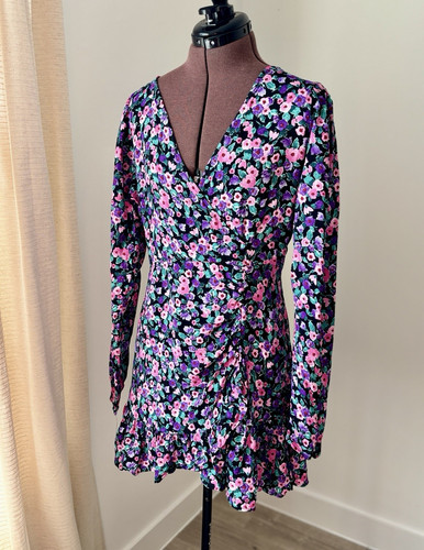 Zara wrap dress black multi - dress,
