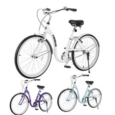 VIRIBUS 24"/26'' Womens Ladies Beach Cruiser Bike Adjustable Saddle & Handlebar