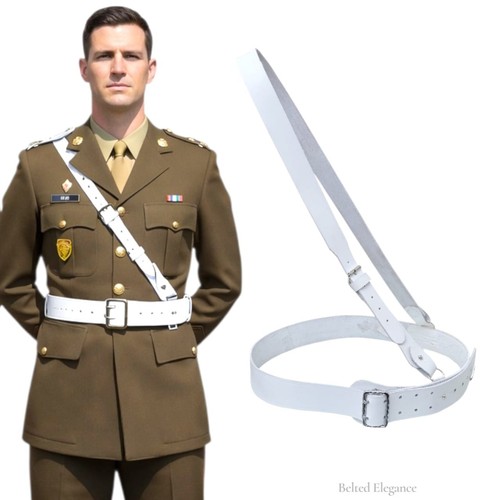 Sam browne belt - browne, white