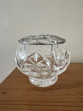 Vintage Cut Glass Rose Bowl With Metal Frog/Mesh.