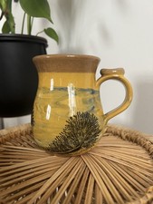 BOSCASTLE POTTERY Cornish Robert Irving Mocha Ware Tankard Mug Black Tree Design