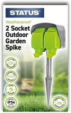 Status 2 Way15 Metre 13 Amp IP54 Outdoor Weatherproof Garden Spike Socket - 2W15