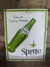 VINTAGE SPRITE PORCELAIN SODA ENAMEL GAS STATION SIGN COKE BEVERAGE 13" X 16.5"