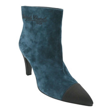 CHANEL | Teal Suede Ankle Booties Size 39.5