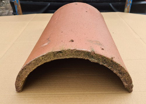 Red round roof tile ridge - roof,
