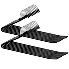 20 x Heavy Duty Non Slip Metal Black Trouser Pants Slack Open Ended Hangers Bar