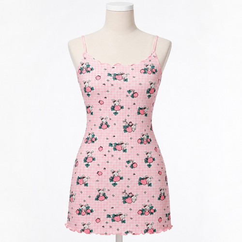Pink gingham bunny strawberry - pink,