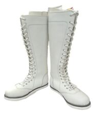 Wrestling Long Boots 100%Original Leather Handmade White Color.Custom Available 