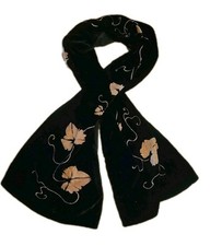 Vintage 1990's  Art Deco Print Black Velvet & Silk Scarf By GEORGINA VON ETZDORF