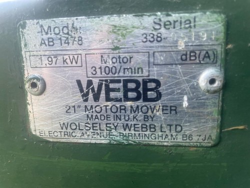 Webb lawnmower ab1478 - 21, inch