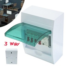 3 Way Shed Caravan Garage Consumer Unit Fuse Box 3 MCB Circuit Breaker Isolator