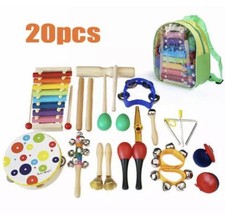 20PCs Wooden Kids Musical Instruments Set Toys Music Percussion Great Gifts Uk
