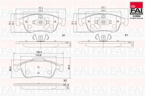 Fai front brake pad set - front,