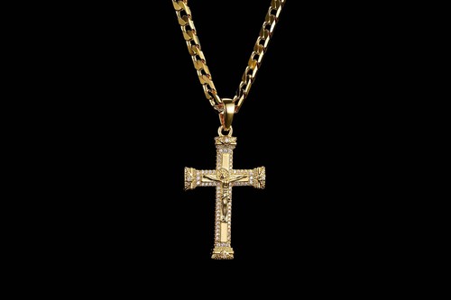 Men 9ct gold crucifix jesus - gold,