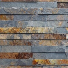 Sample of Rustic Multicolour REAL Slate Stone Split Face Wall Cladding Tiles
