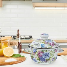  Flat Bottom Stockpot Enamel Cooking Pot Binaural Soup Pot Kitchen Cooking