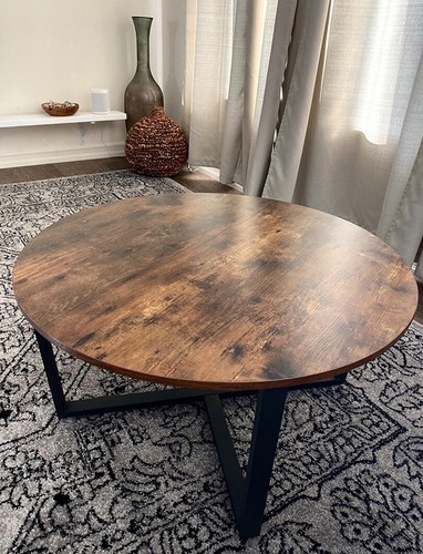 Round industrial coffee table - round,