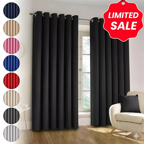 Plain blackout eyelet curtains - plain,