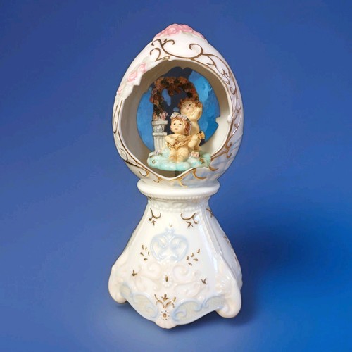 Vintage porcelain egg with - porcelain,