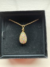 Joan Rivers Crystal Pave set Faberge Egg Pendant Necklace