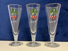 Set of 3 Vintage Cherry B Glasses Gold Rim Twisted Stem 60s Barware Collectable