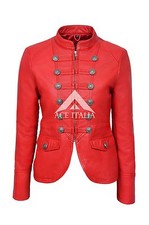 'VICTORY' Ladies RED Military Parade Style Soft Real Napa Leather Jacket 8976