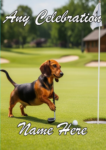 Nai35 dachshund playing golf - dachshund,