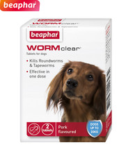 BEAPHAR SMALL DOG WORMER VET STRENGTH TABLETS WORMCLEAR DOGS UP TO 20KG 2 TABS