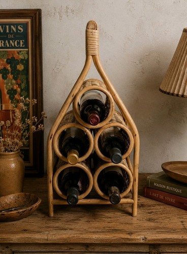 Vintage natural wicker wine - natural,