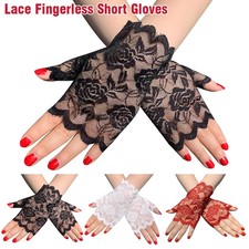 Ladies Short Lace Gloves Black