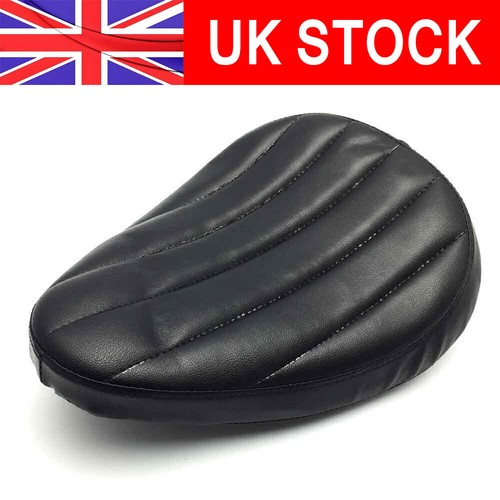 Black leather solo seat pad - leather,