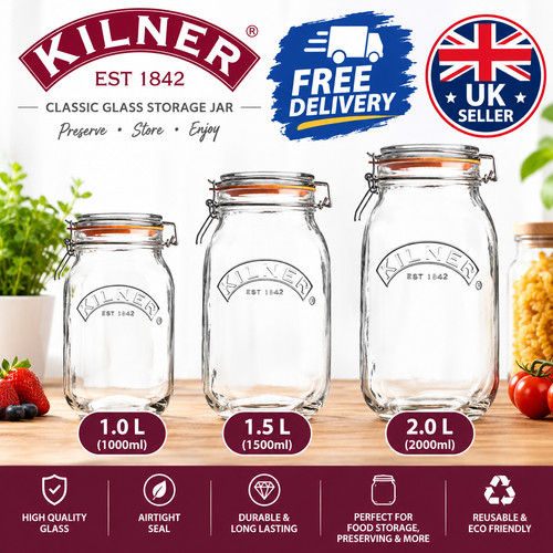 Kilner clip top jar - jar, square