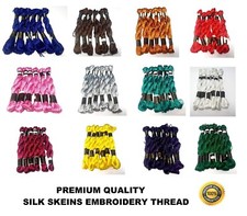 Silk rayon skeins large embroidery floss thread various assorted 17 colors