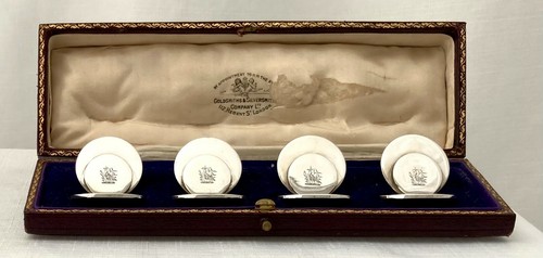 Cased set crested - cased, silver