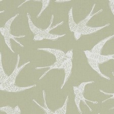 Clarke and Clarke Fly Away Sage Green Cotton PVC WIPE CLEAN Tablecloth Oilcloth