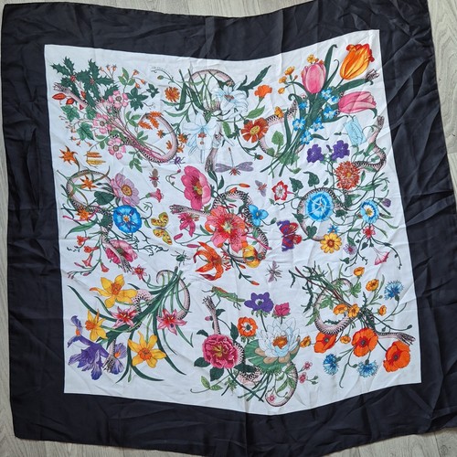Gucci silk satin floral square - gucci,