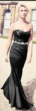 Lipsy VIP Bandeau Pleated Black Maxi Dress UK Size 14 RRP £160